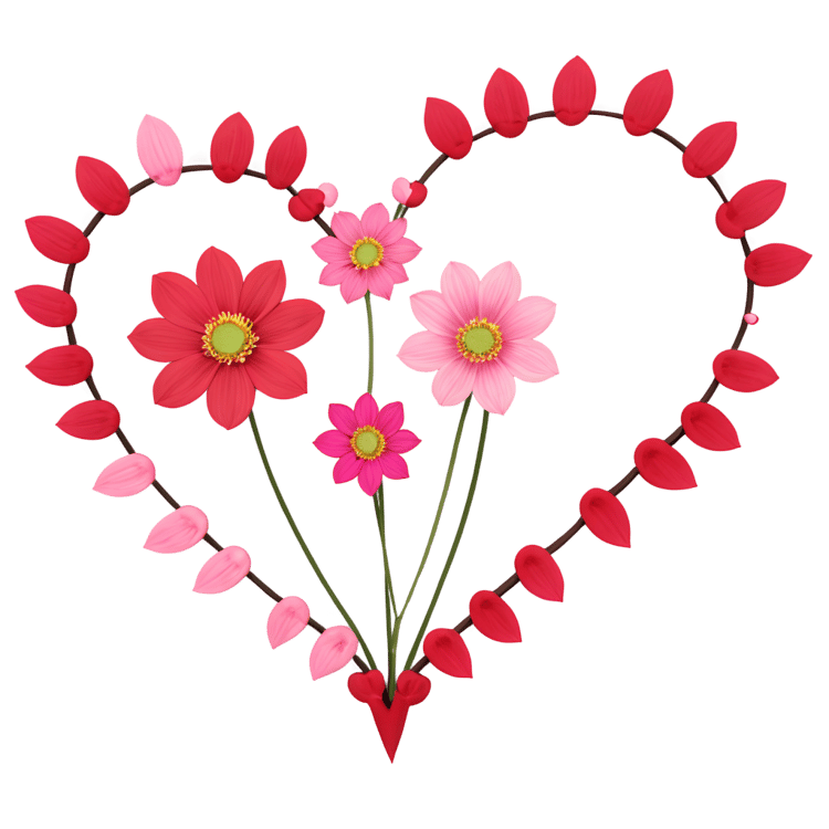 Heart-Shaped Flowers - PNG Image