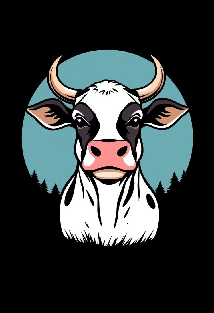 Cow Head T-Shirt Design