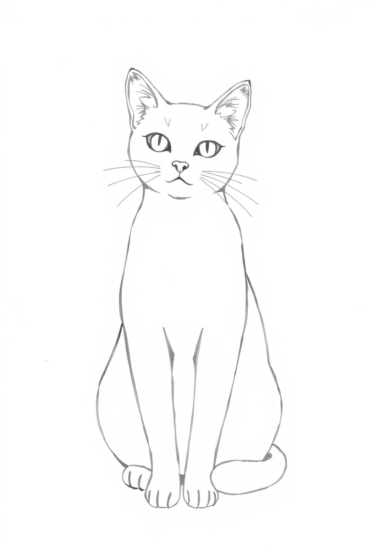 Outline of a Cat Sitting Gracefully