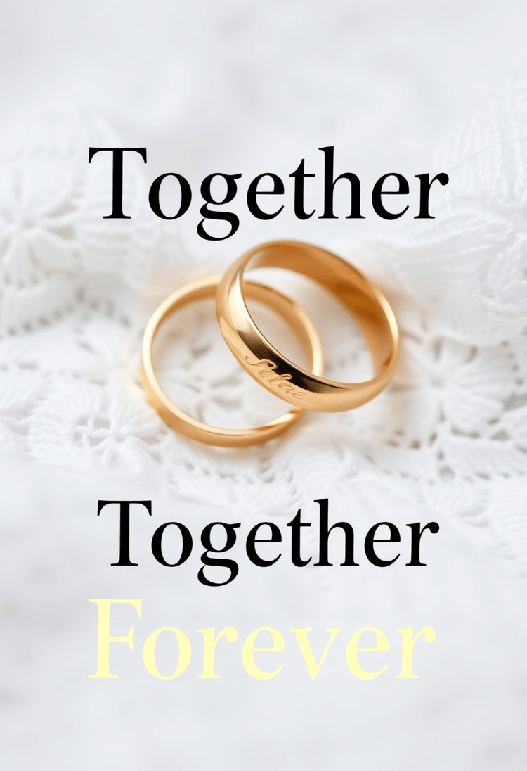 Close-up of Wedding Rings with 'Together Forever' Quote