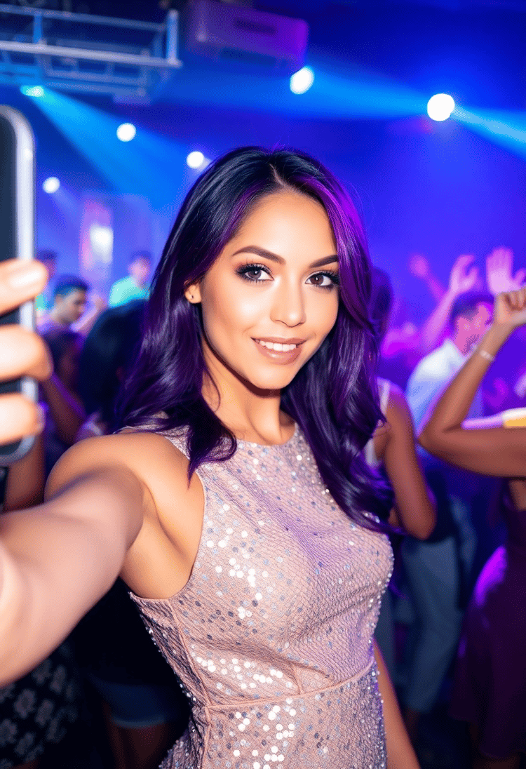 Glamorous Night Out: Party Selfie by the DJ Booth