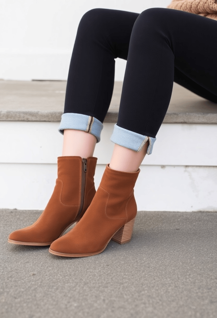 Elegant Brown Suede Ankle Boots for Women