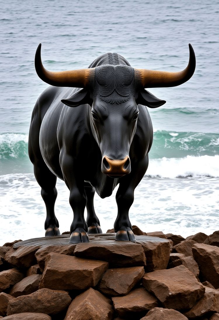Taurus Bull Sculpture by the Sea