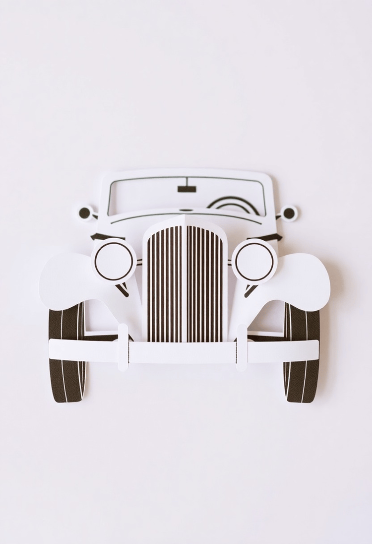 Vintage Car Showcase in Paper Cutout Style