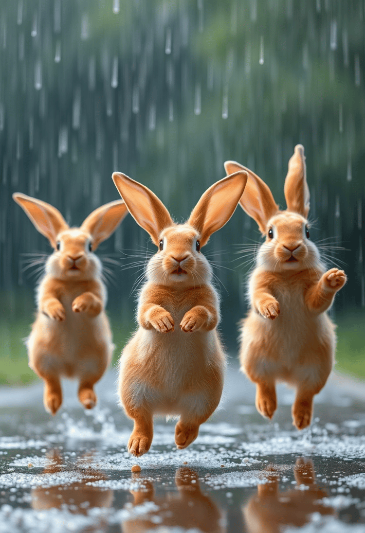 Rhythmic Rabbits in the Rain