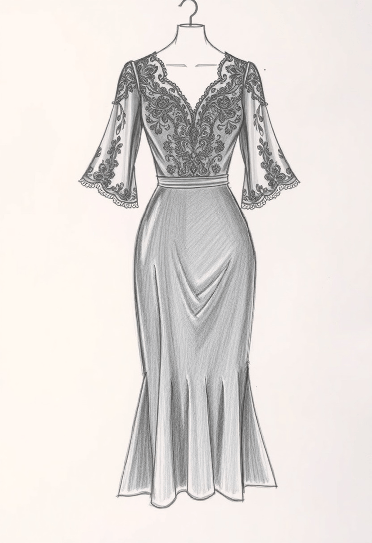 Vintage Elegance: Fashion Sketch with Retro Flair