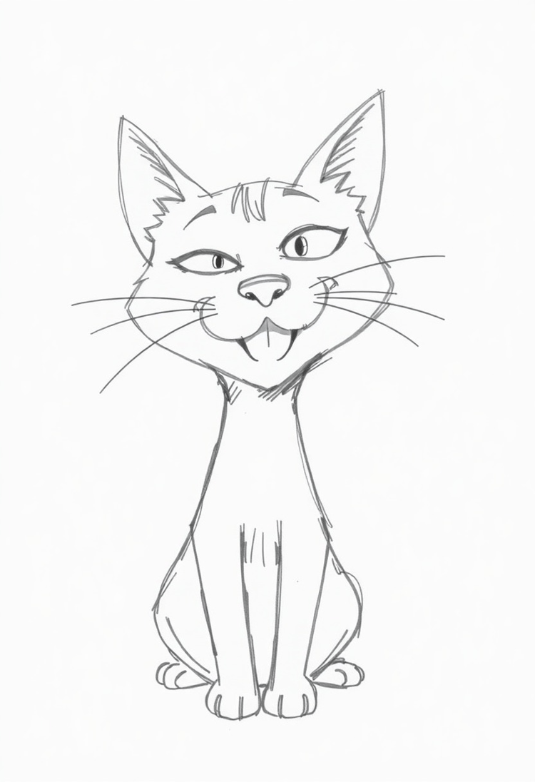 Charming Cat Portrait with Playful Features