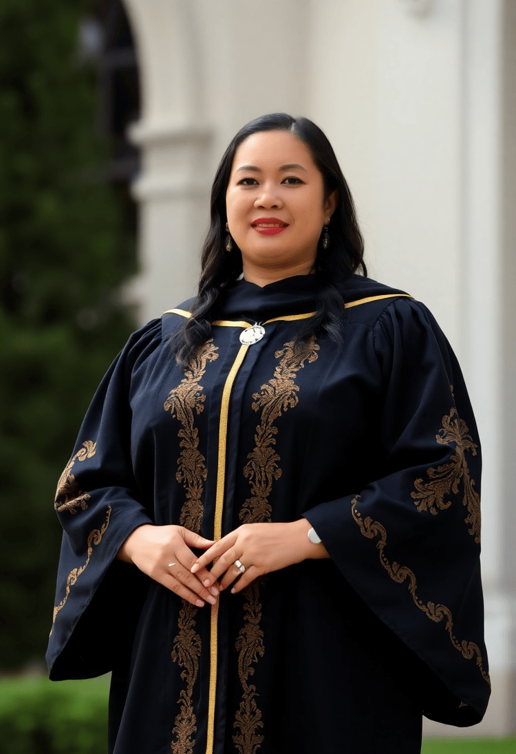 Classic Black Graduation Gown with Gold Accents