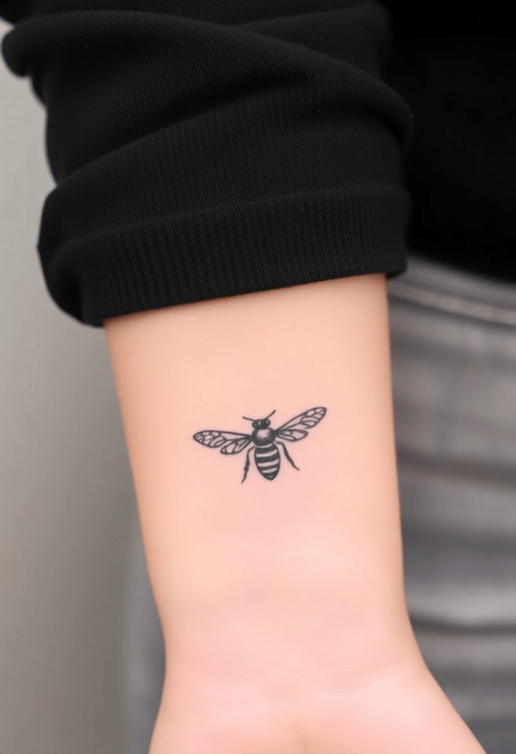 Minimalistic Bee Tattoo on Wrist