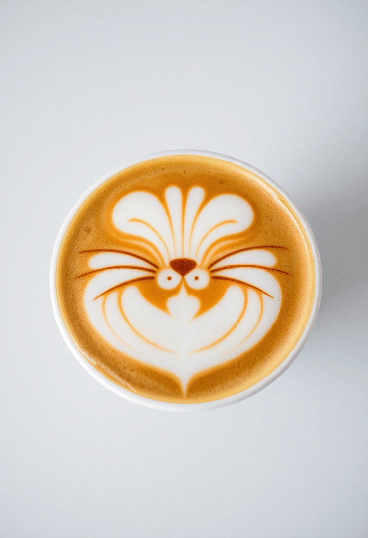 Creative Latte Art with a Cat Design