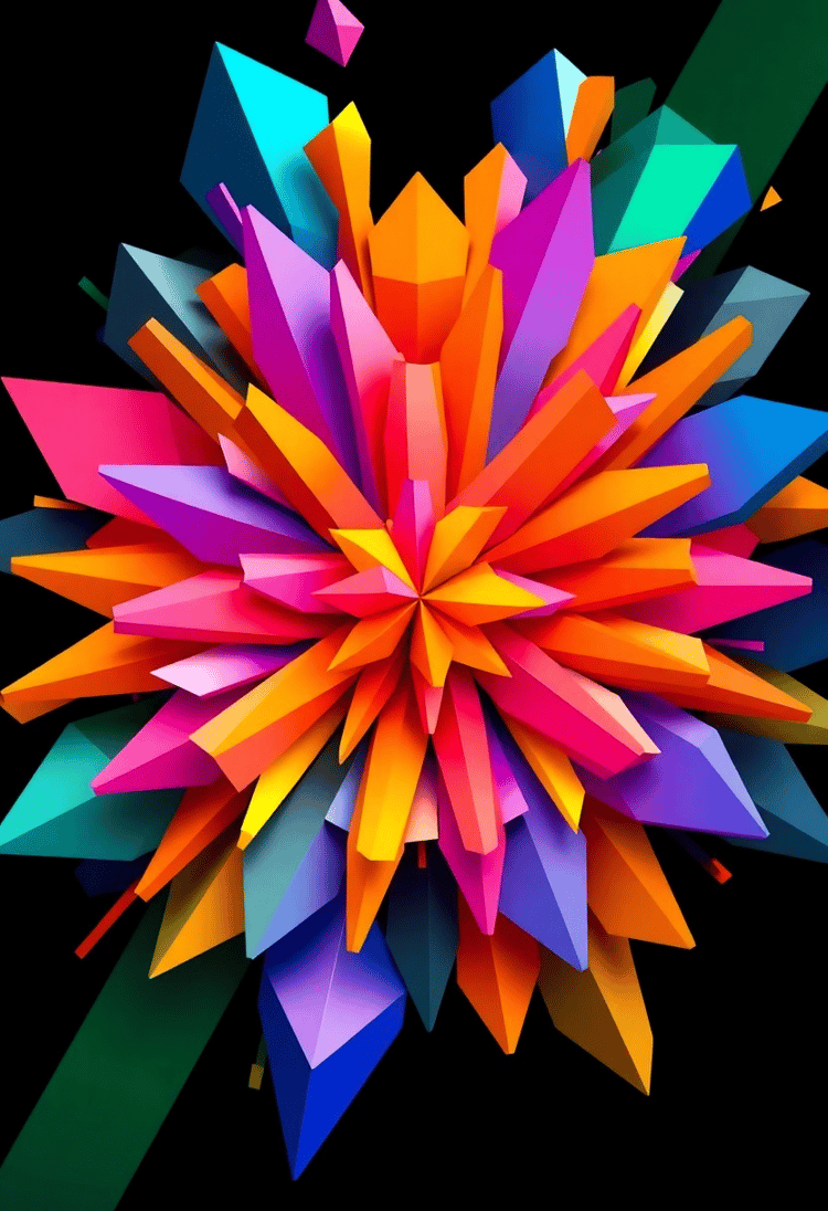 3D Geometric Color Explosion