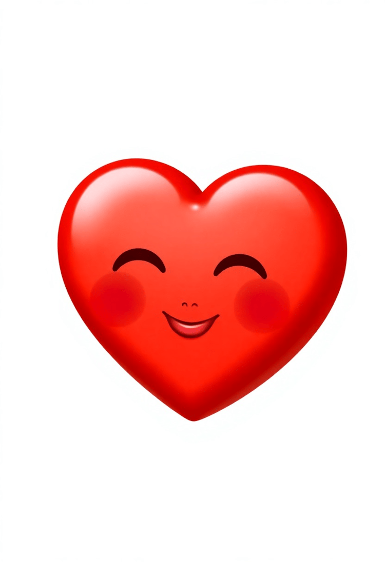 3D Red Heart Emoji with Kiss Lips
