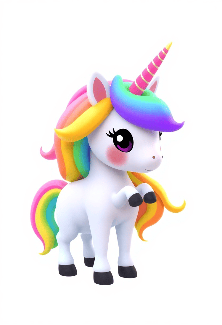 Whimsical 3D Clipart: Rainbow Unicorn Delight