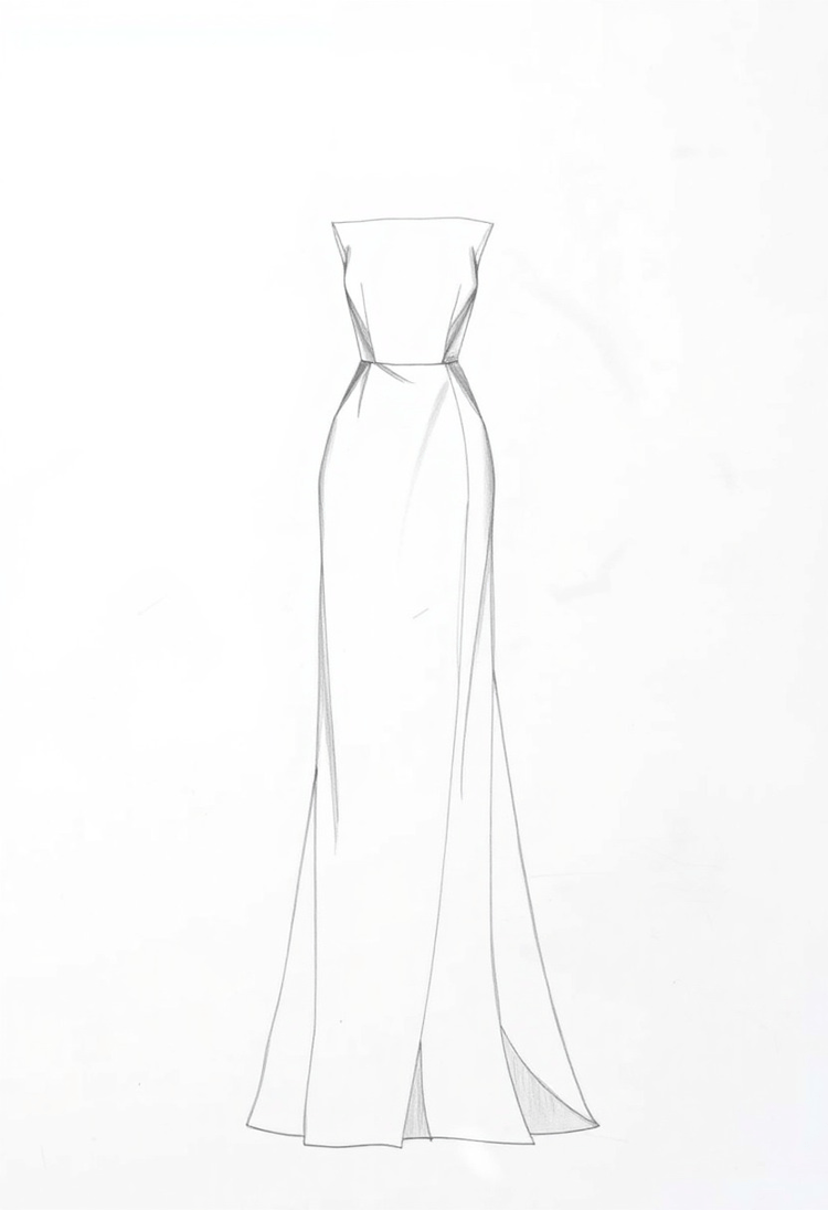 Minimalist Couture Sketch in Graphite