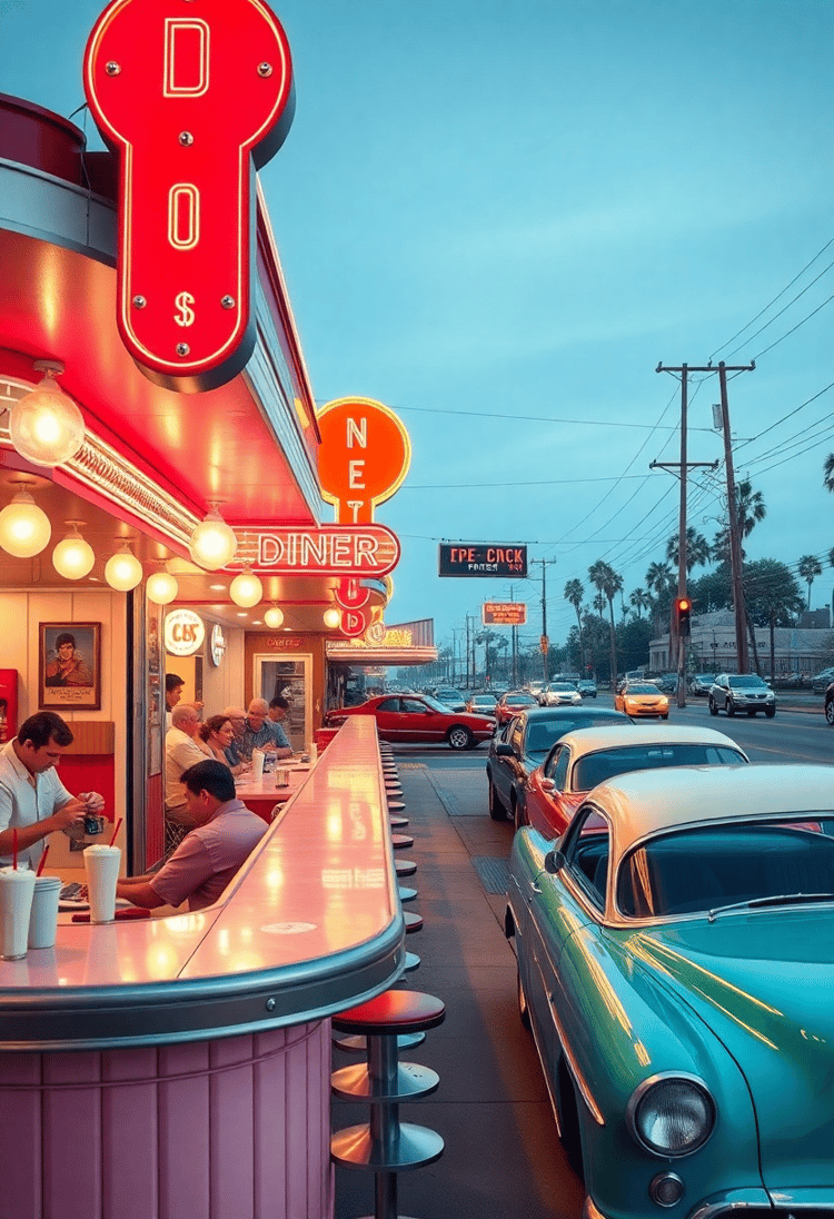  1950s Retro Diner Scene