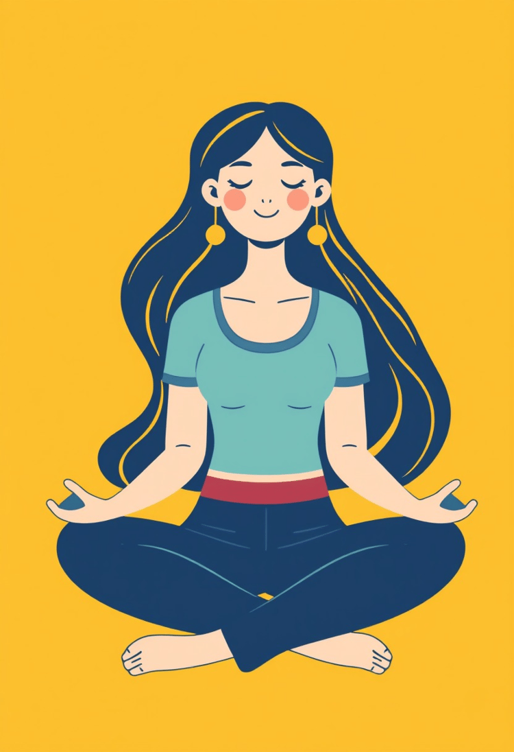 Free Meditating Girl Vector Style Illustration