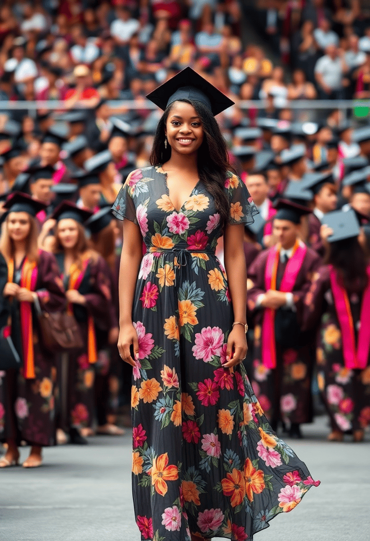 Floral Maxi Dress for a Vibrant Graduation Celebration