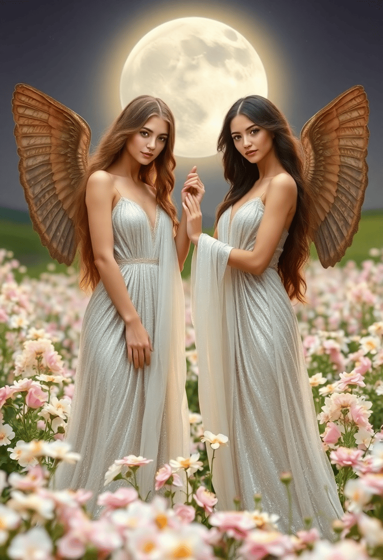 Celestial Twins Enchanted in Moonlight