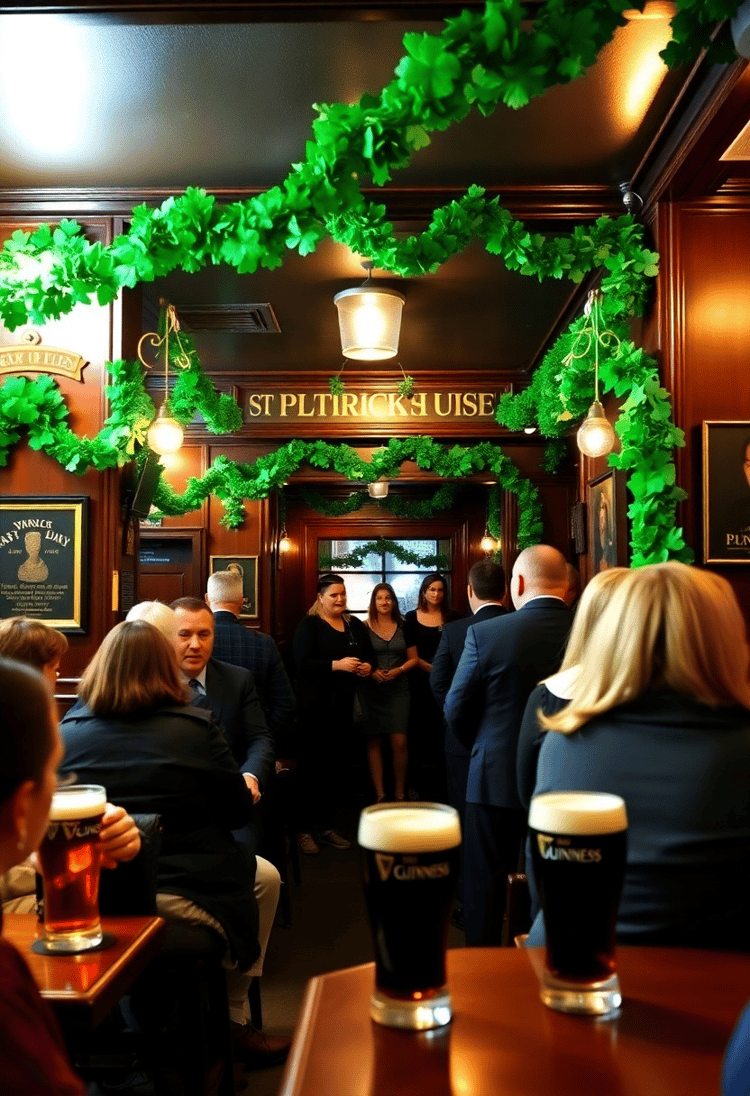 Rustic Irish Pub with Shamrock Decor