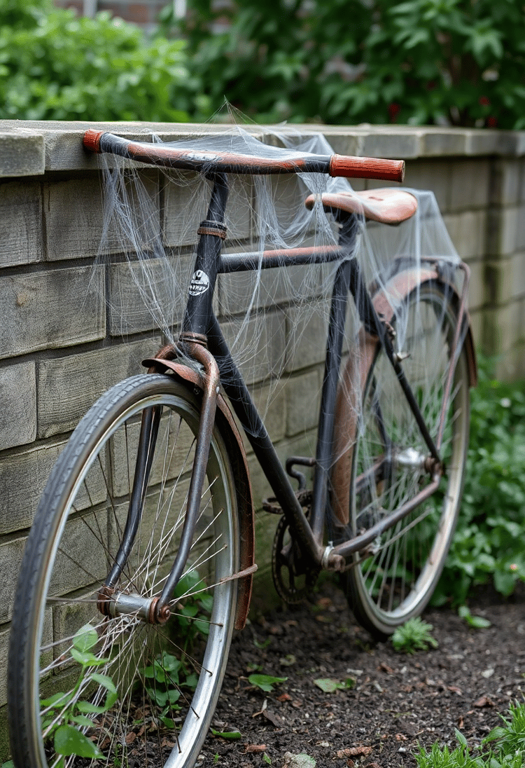 Dilapidated Bike in a Webby Haven