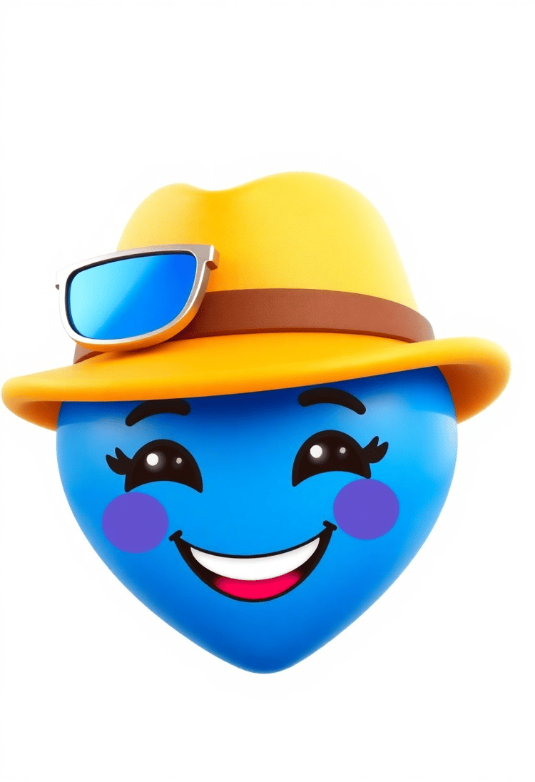 Blue Heart Emoji Sporting a Fedora