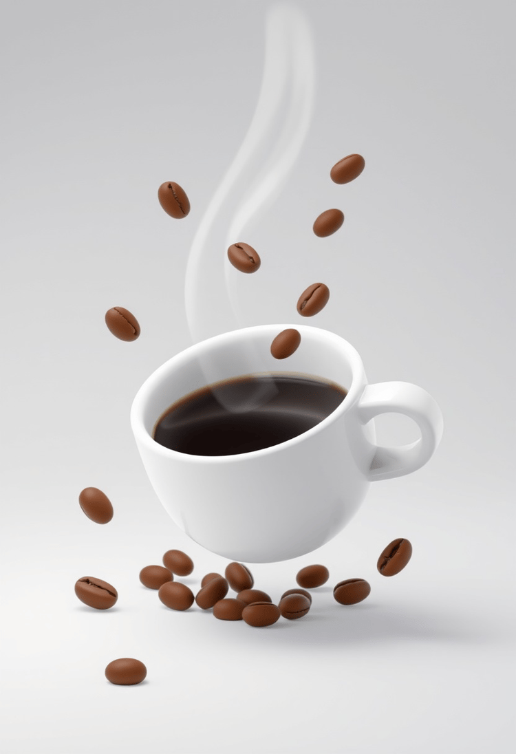 Coffee Mug and Beans 3D Illustration