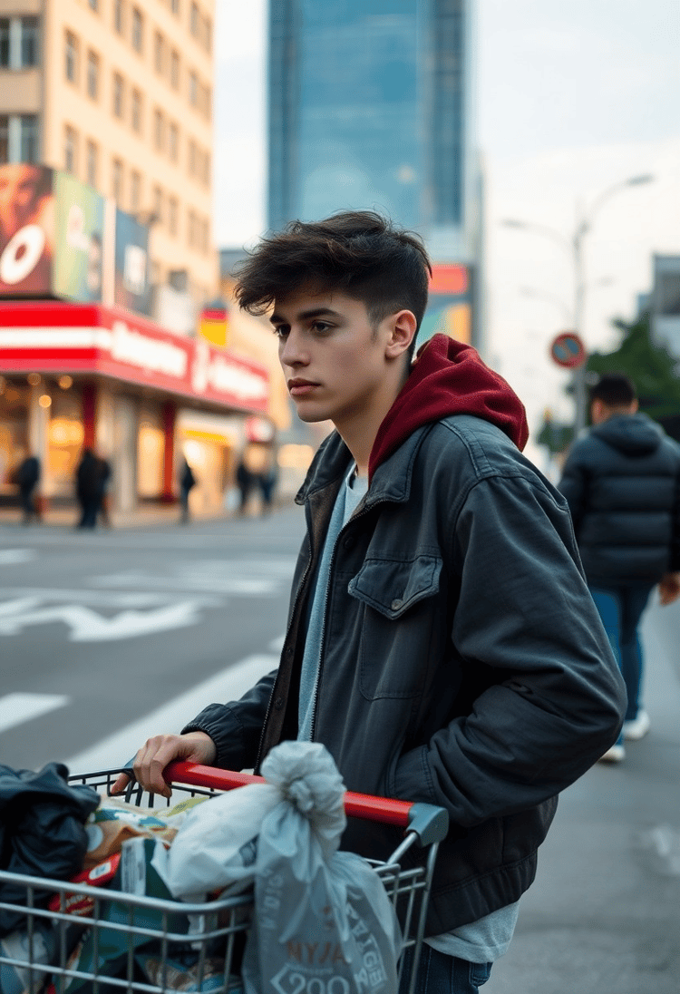 Young Man Reflecting on City's Edge