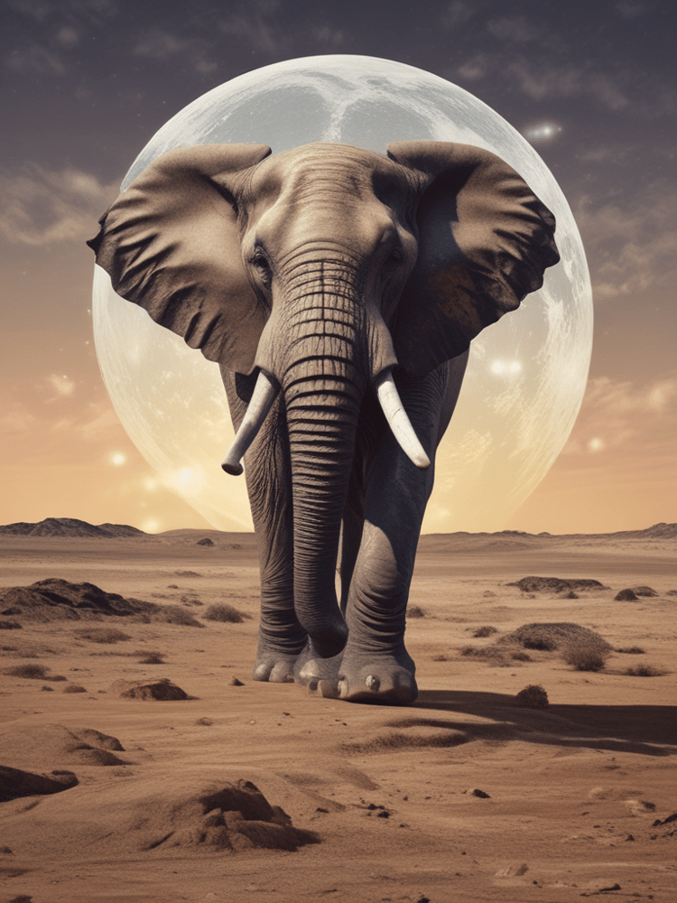 Elephant Walking on Moon