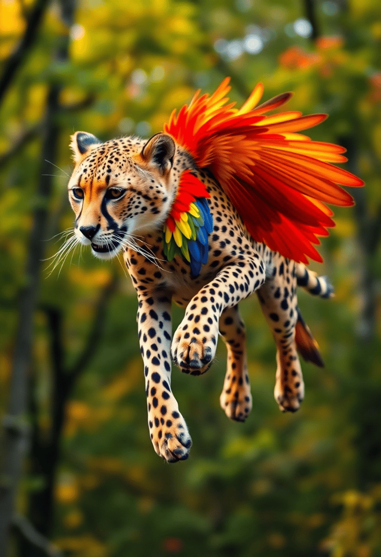 Cheetah-Parrot Explosion of Speed and Color