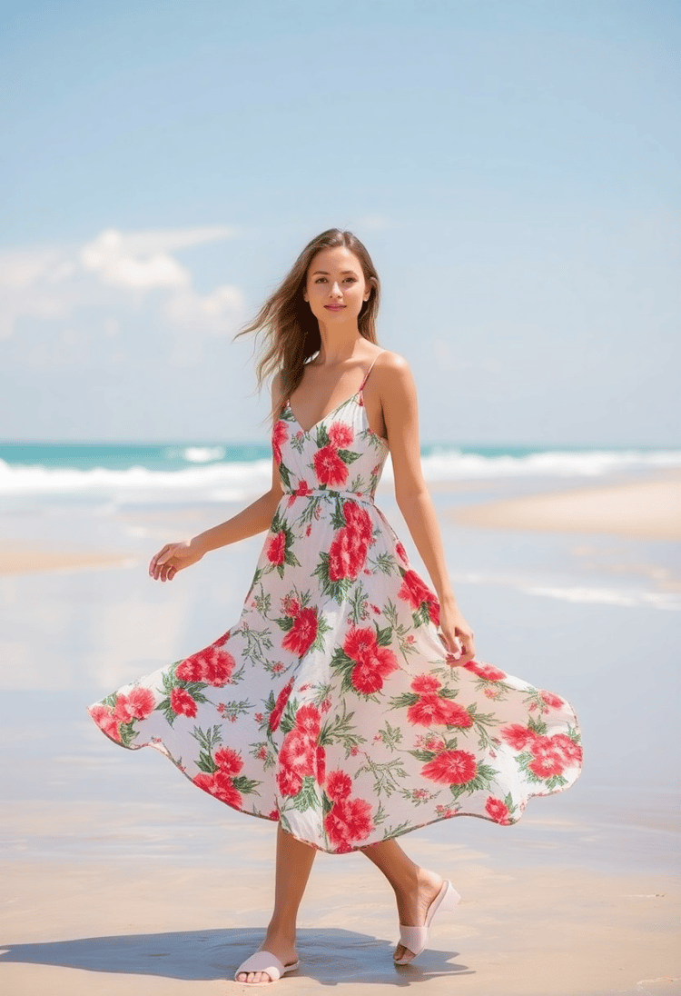 Beachside Breezes: Floral Dress on a Summer Day