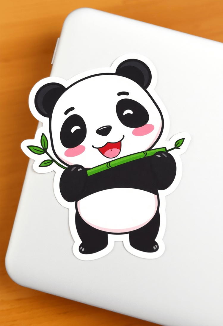 Adorable Panda Holding Bamboo