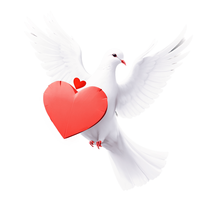 White Dove with Heart-Shaped Envelope for Valentine