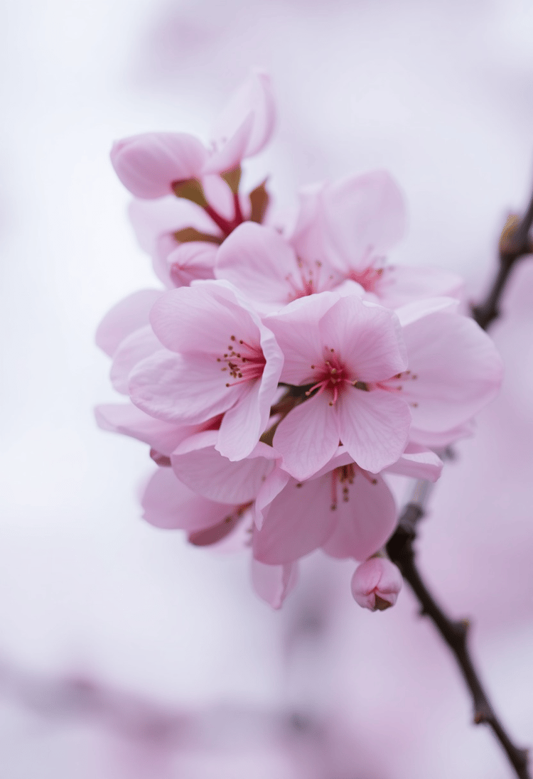 Delicate Blooms: A Close-Up of Cherry Blossoms
