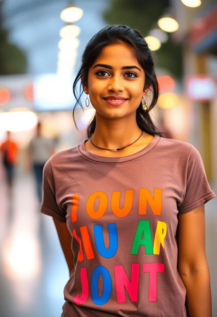 Indian Model in Printed T-Shirt