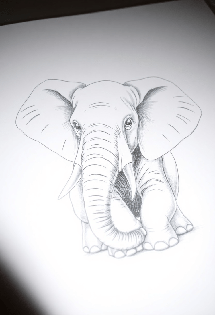 Gentle Giant: An Elephant Pencil Sketch