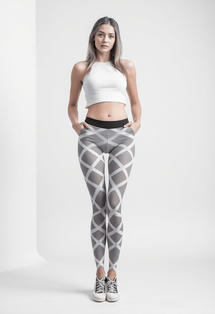 Monochrome Magic: Criss-Cross Pattern Leggings