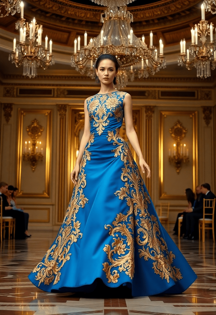 Courtly Elegance in Blue and Gold