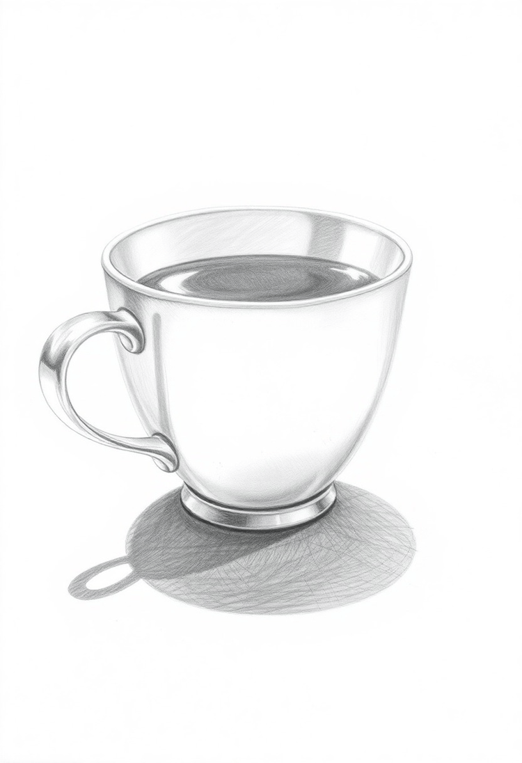 Realistic Pencil Drawing of a Tea Cup
