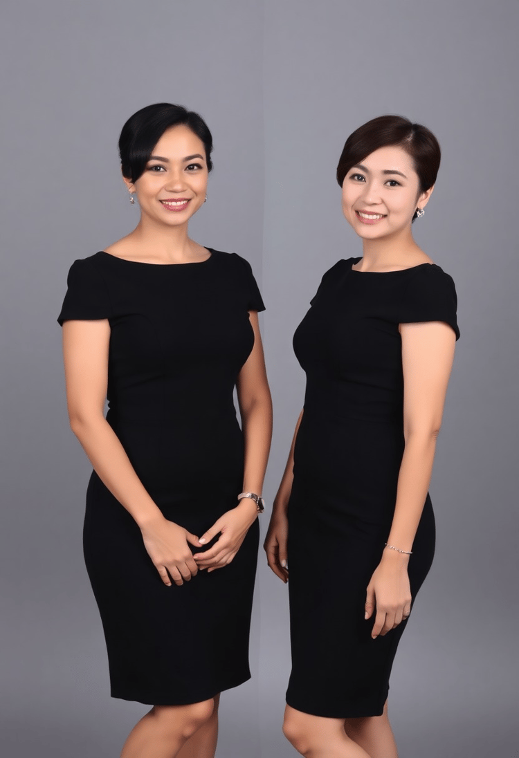 Graceful Duo: Twins in Timeless Black