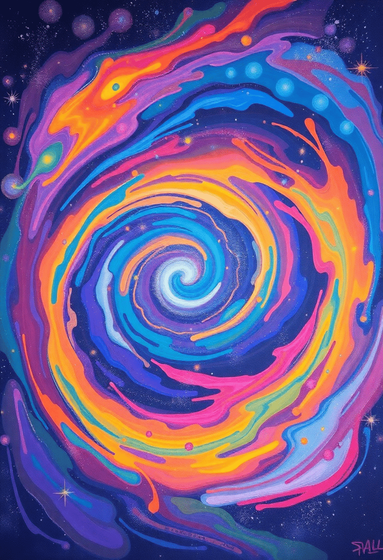 Rainbow Galaxy Swirl Abstract Painting