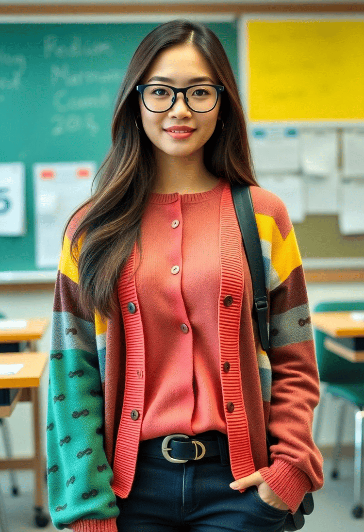 Chic Female Nerd Sporting Stylish Frames