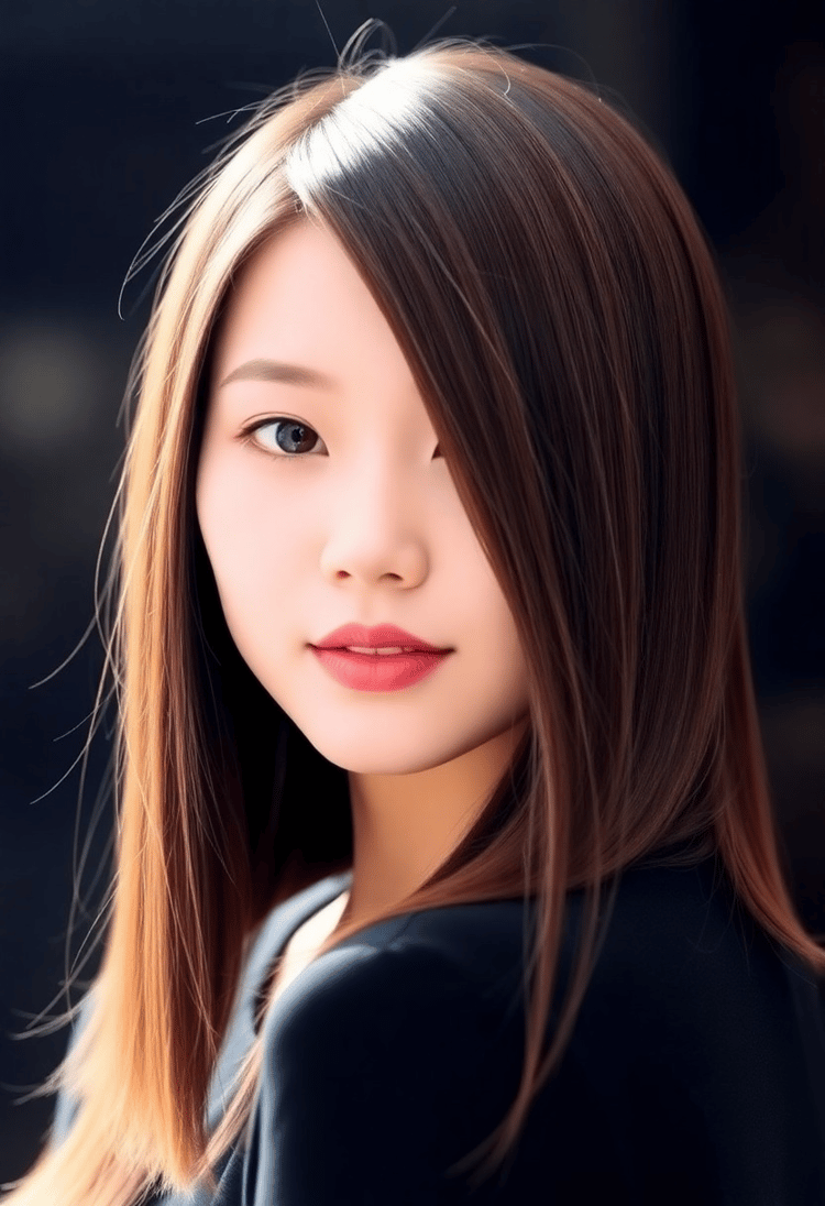 Sleek Straight Hair with a Side Part