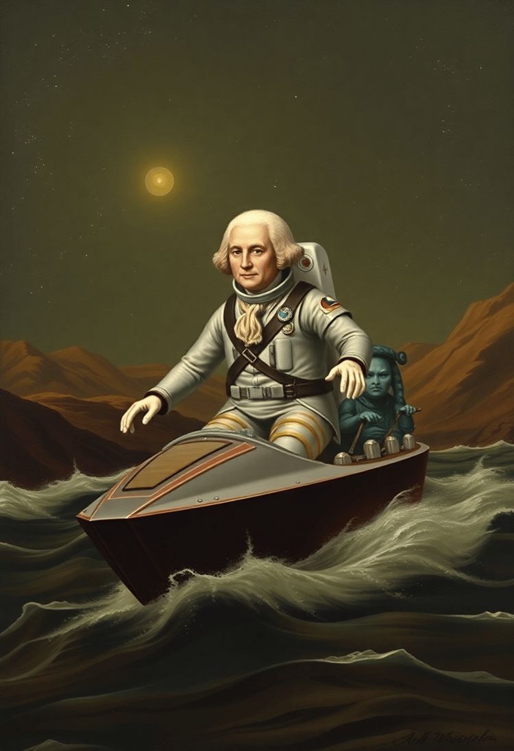 Washington Crossing the Delaware with Aliens
