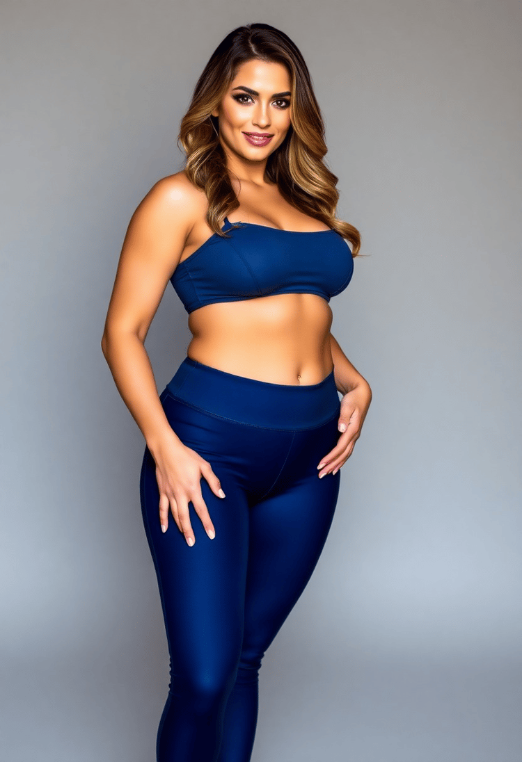 Radiant Elegance: Glamorous Curves in Indigo Leggings