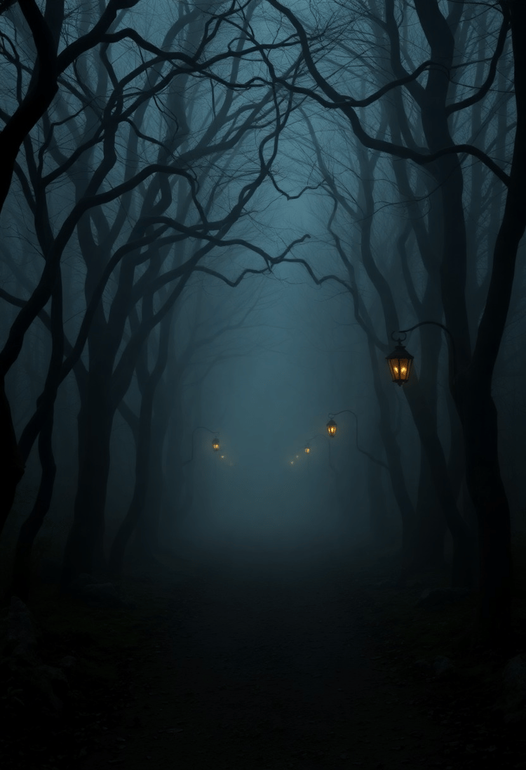 Haunted Forest Pathway at Dusk
