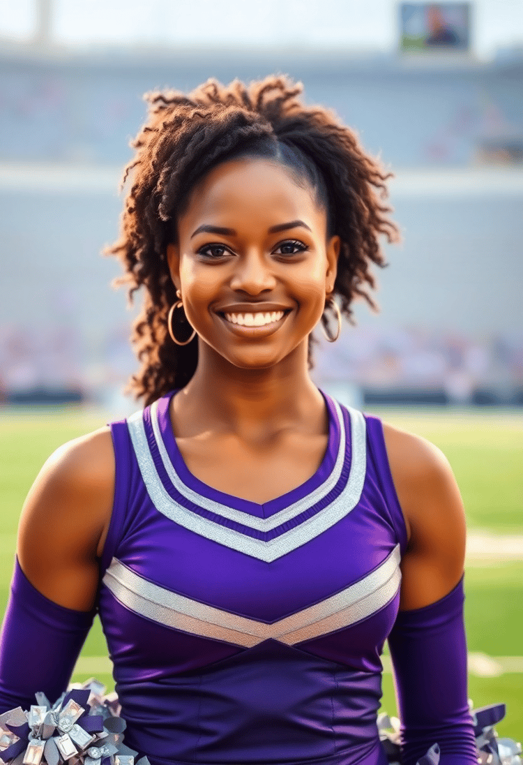 Majestic Cheerleader with a Winning Smile