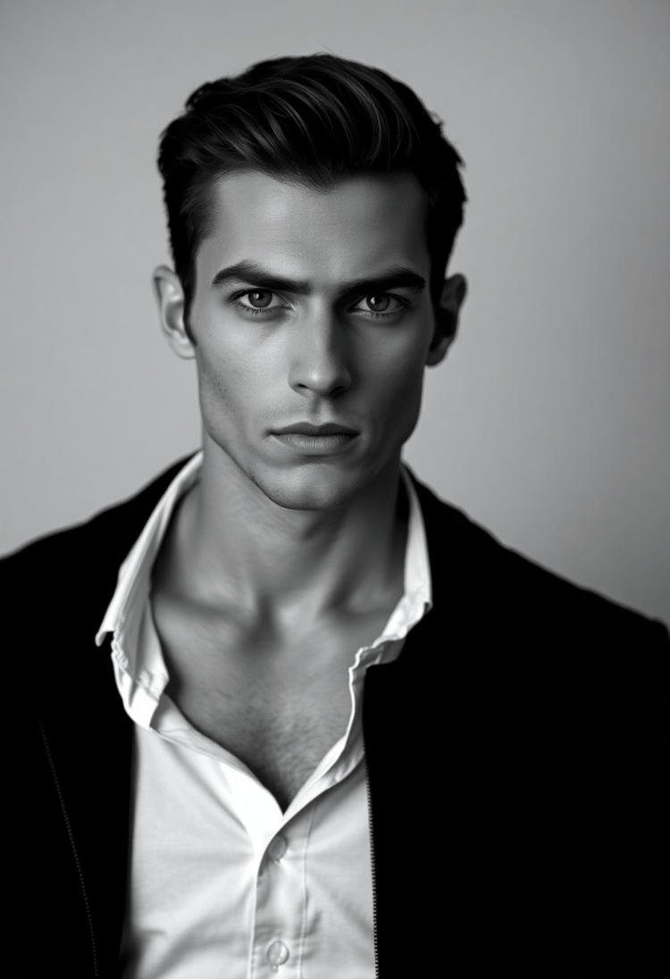 Ethereal Elegance: The Gaze of a Supermodel in Black and White