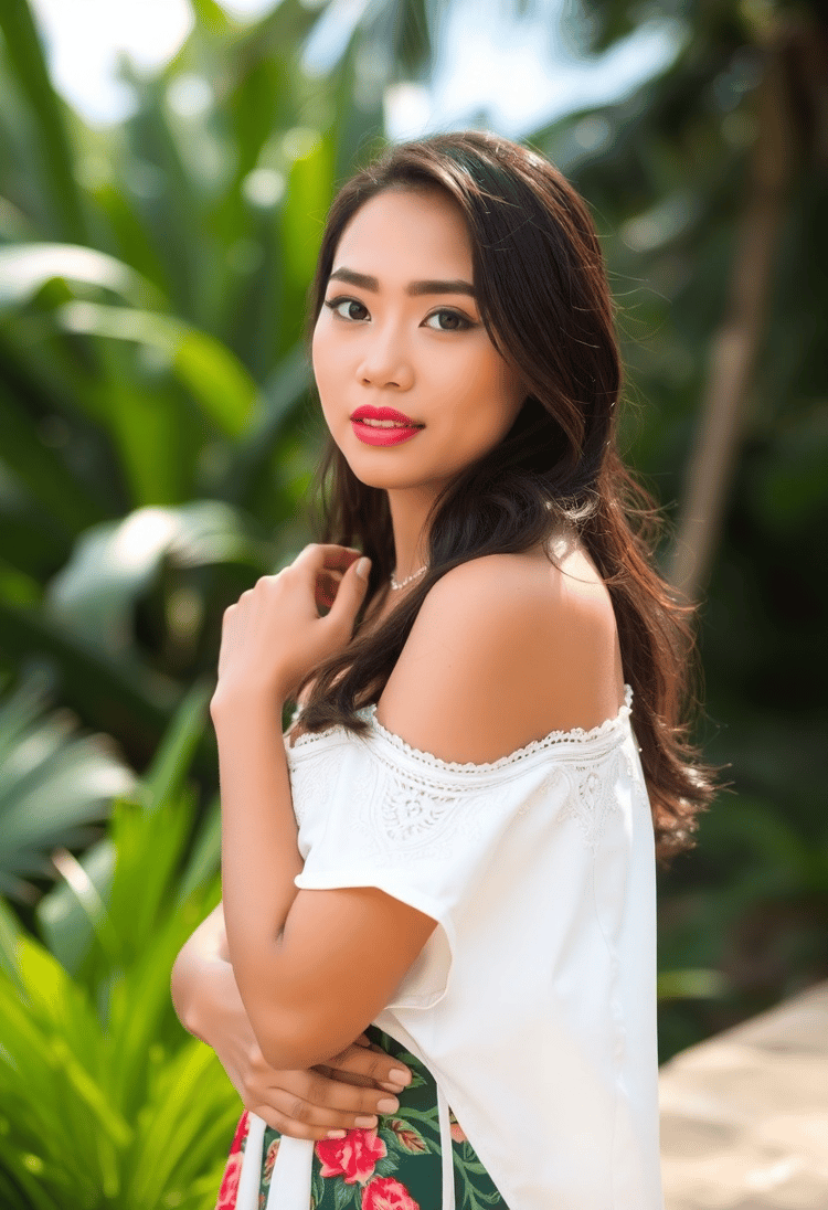 Sun-Kissed Elegance: Philippines Model in Traditional Attire