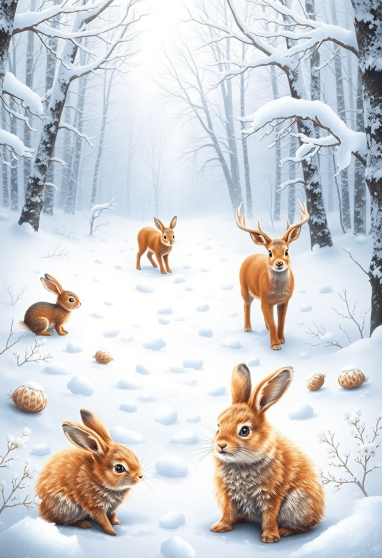 Fuzzy Woodland Critters in Winter