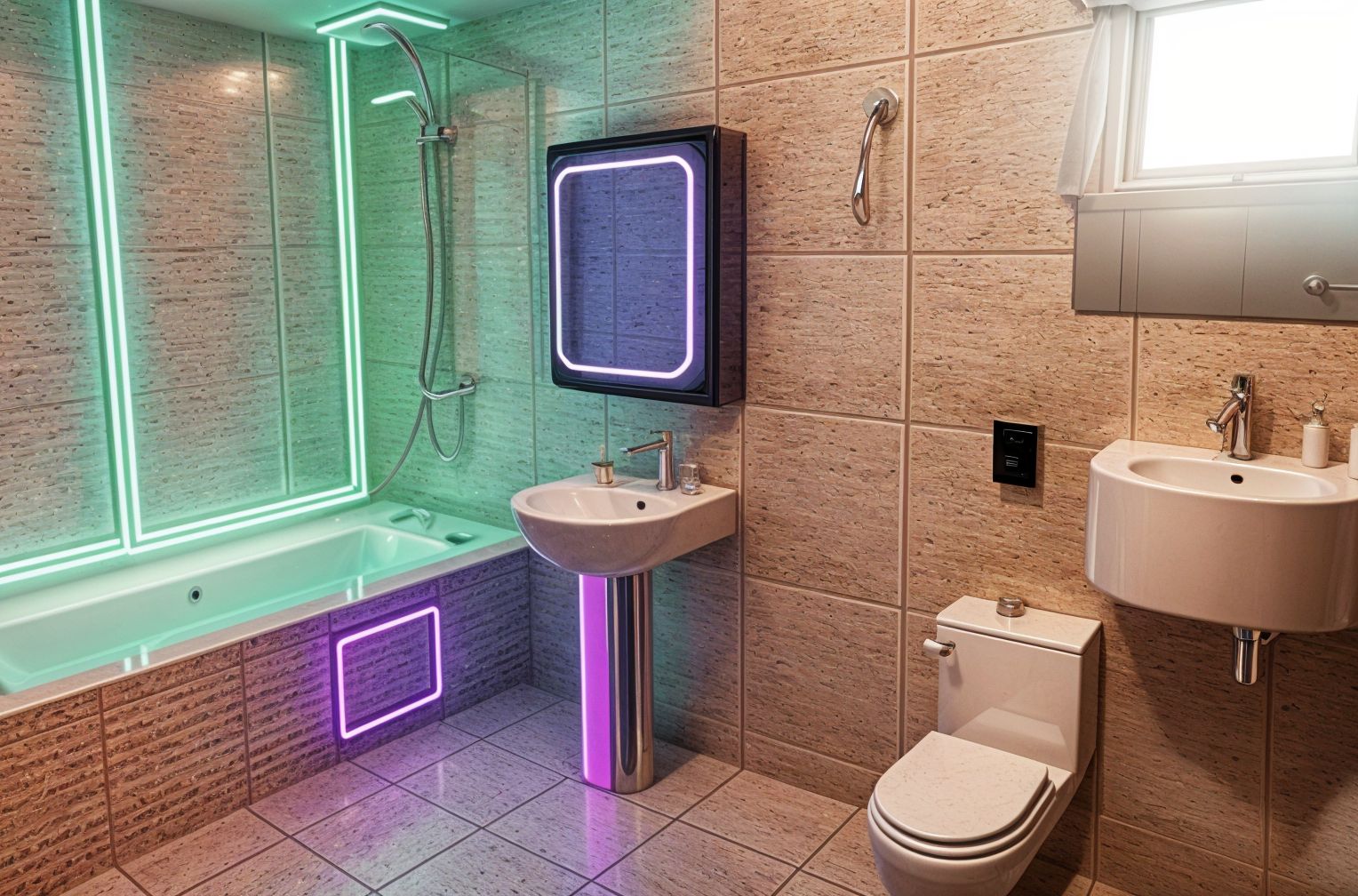 Cyberpunk Hotel Bathroom